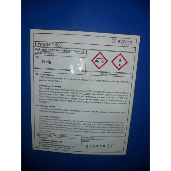 Hydrogen Peroxide / H2O2 50% Evonik