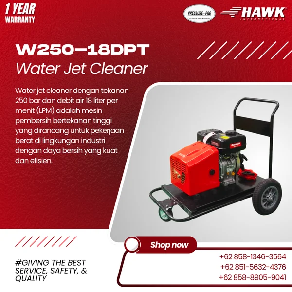 HIGH PRESSURE PUMP HAWK CLEANING KENDARAAN ALAT BERAT 250 BAR (3625 PSI) DIESEL
