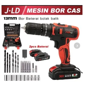 JLD 13MM MESIN BOR BATERAI 36v impact bor cas bor kayu bor tembok bor beton bor metal CORDLESS DRILL IMPACT 36 VOLT SET 29 PCS - Alat Mekanik Lainnya