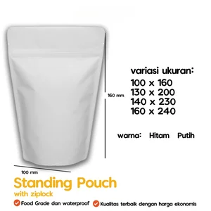 Standing Pouch 14 x 23 Kemasan Plastik Ziplock Non Window Putih 