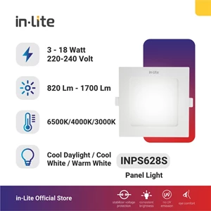 In-Lite LED Lampu Plafon Downlight Panel Inbow 18Watt Kotak 18W Inlite - Putih