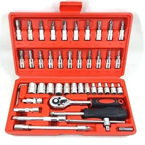 Kunci Sock Set 46 Pcs Obeng Set Tool Kit Ring L Sepeda Motor 1/4"