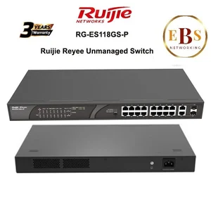 Ruijie RG-ES118GS-P 16 port gigabit POE 247W 2 sfp Unmanaged  Network Hubs and Switch