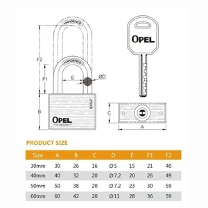 OPEL Gembok Anti Karat Panjang 60mm 304 Stainless Steel Padlock