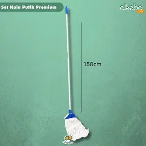 Mop Pel Set Komplit kain putih premium / tongkat + frame + kain mop