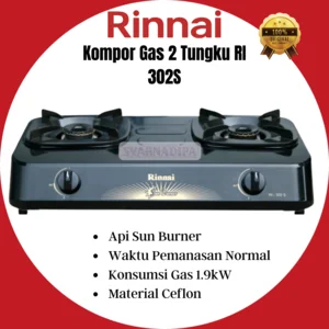 Kompor Gas Portable Rinnai 2 Tungku RI 302S