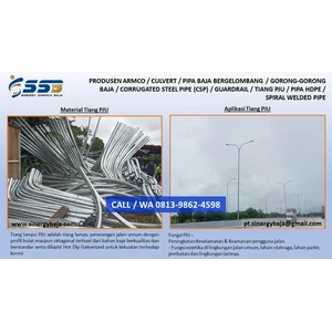 Tiang PJU Oktagonal T dan Parabola Ukuran 6-12 Meter dan Custom