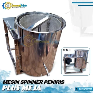 Mesin Spinner / Peniris Minyak Plus Meja dan Tutup Full Stainless Steel 10 Kg