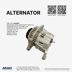 Sparepart Forklift - Alternator Forklift Hyster TotalSource Tipe A Volt 12 Ampere 40 Diameter Pulley 73.6 mm