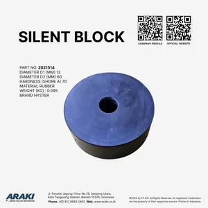 Sparepart Forklift - Silent Block Forklift HYSTER Rubber Diameter D1 12 mm Diameter D2 60 mm Shore A 70 Part