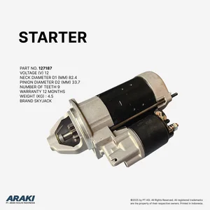 Sparepart Forklift - Starter Motor Forklift Skyjack 12V 9 teeth neck diameter 82.4 mm berat 4.5 kg