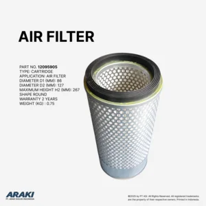 SPAREPART FORKLIFT FILTER UDARA CARTRIDGE BULAT TINGGI 267 MM DIAMETER 86 MM