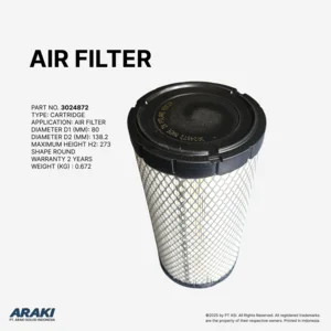 SPAREPART FORKLIFT FILTER UDARA KARTRID BULAT DIAMETER 138.2 MM TINGGI 273 MM