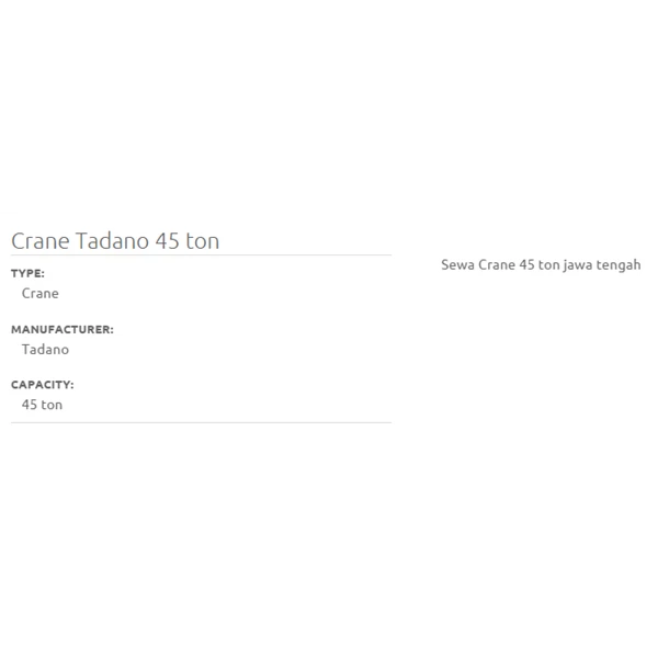 Crane Tadano 45 Ton By CV. Surya Barokah Abadi