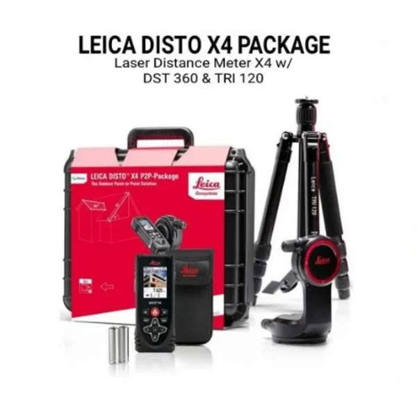 Meteran Laser Leica Disto X4 Package Laser Distance Meter X4 w/ TRI120 and DST 360