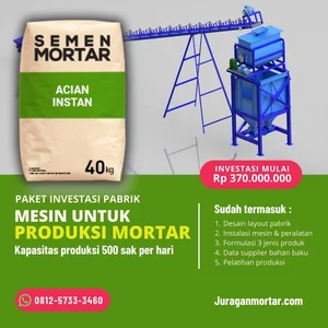 Mortar Mixer - Paket Komplit Mesin Pembuat Mortar Kap. Produksi 500 sak/hari Bergaransi 100% Anti Gagal