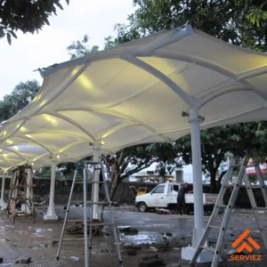 Jasa Pembuatan Kanopi Teras Rumah Bahan Kain Membran Waterproof Minimalis Anti UV
