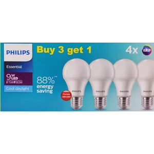 Lampu LED Philips Essential 9 watt 3 Gratis 1