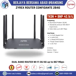 Router TKDN Zyrex Router Confidante 2B4G Dual Band 4G LTE (Support SIM Card) BBA Bandung