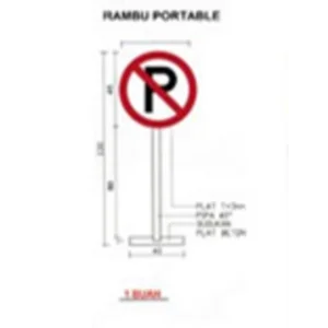 Tiang Moveable Model Kaki X Tinggi 150cm Galvanize + Rambu 45cm x 60cm - Kaki X