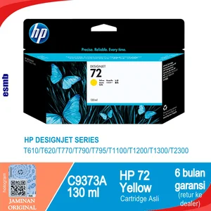 HP 72 YELLOW 130 ML (C9373A) TINTA PRINTER HP DESIGNJET T790 T795 T1100 T1200 T1300 T2300