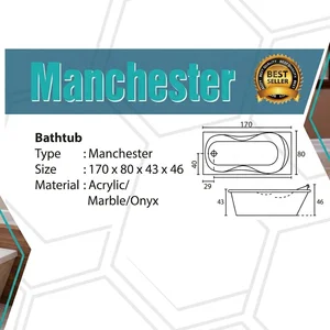 Bathtub Long VR MANCHESTER Marble Ukuran 170 x 80