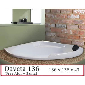 Bathtub Sudut Corner VR DAVETA 136 Marble Ukuran 136 x 136 x 43