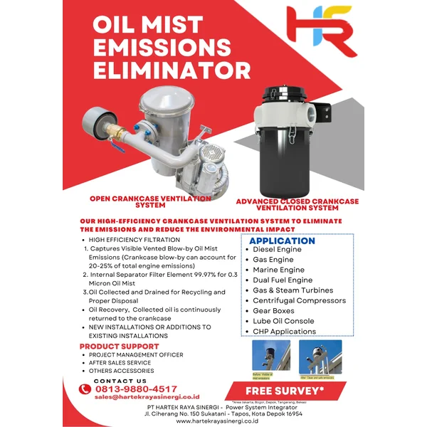 Oil Mist Emission Eliminator Advanced Closed/Open Crankcase Ventilation System Engine Genset Turbines Solutions Alat Mekanik Lainnya