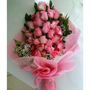 Hand Bouquet Anniversary Mawar Pink