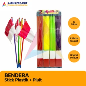 BENDERA TANGKAI MERAH PUTIH + PELUIT (ISI 20 PCS)