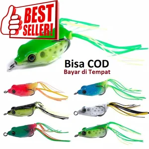 SATU SET (isi 6) 4cm 8gr umpan pancing ikan Gabus Toman bentuk katak kodok frog bait soft  Alat Kemah Memancing dan Berburu