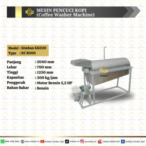 Coffee Washing Machine/Simban KK029/Type KC B300/Capacity 1-1/5 tons/hour/Dimensions 2040x700x1250mm