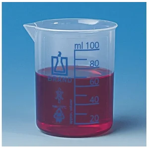 BRAND 87616 Beakers short form PP blue printed scale with spout 500 ml