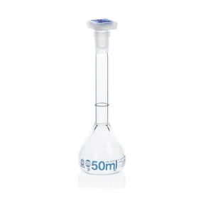 BRAND 37248 Volumetric flasks BLAUBRAND® class A DE-M Boro 3.3 with PP/PE stopper ISO batch certificate