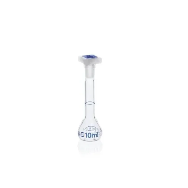 BRAND 937243 Volumetric flasks BLAUBRAND® class A DE-M Boro 3.3 with PP/PE stopper ISO individual certificate