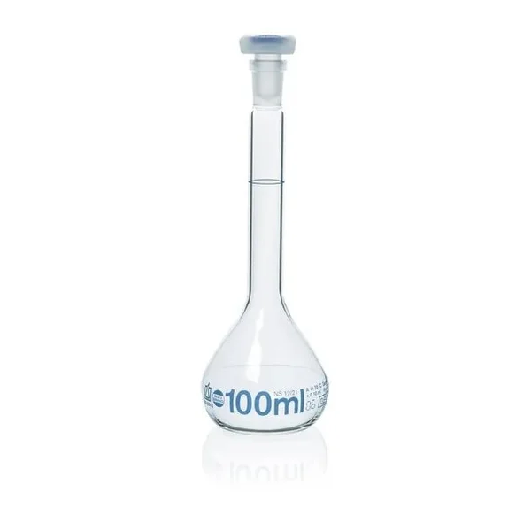 BRAND 956938 Volumetric flasks USP BLAUBRAND® class A DE-M Boro 3.3 with PP stopper USP individual certificate