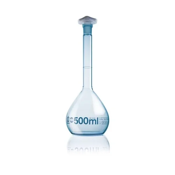 BRAND 36552 Volumetric flasks BLAUBRAND® class A DE-M Boro 3.3 with PP stopper PURprotect ISO batch certificate