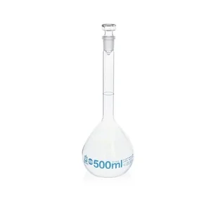 BRAND 37264 Volumetric flasks BLAUBRAND® class A DE-M Boro 3.3 with glass stopper ISO batch certificate