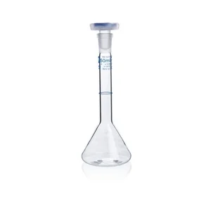 BRAND 36404 Volumetric flasks BLAUBRAND® class A DE-M Boro 3.3 with PP stopper trapezoidal ISO batch certificate