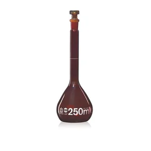 BRAND 37453 Volumetric flasks BLAUBRAND® class A DE-M Boro 3.3 with glass stopper amber ISO batch certificate