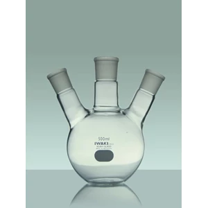 IWAKI Boiling Flask Flat Bottom With TS Joint 3 Neck