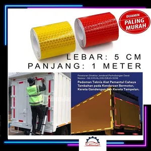 stiker mobil reflektor pemantul cahaya warna merah kuning