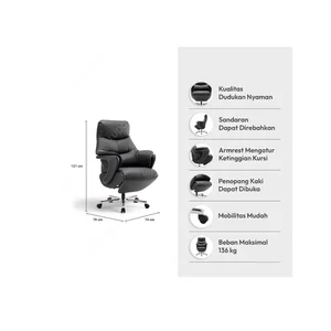 Kursi Kantor Sandaran Tinggi - Hitam