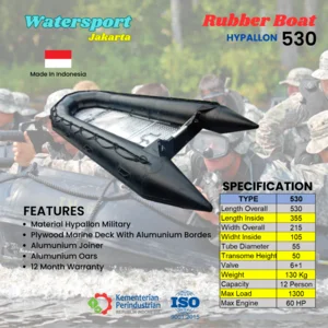 MILITARY HYPALLON RUBBER BOAT 530 BOAT 12 PEOPLE TNI/SAR/BPBD STANDARD