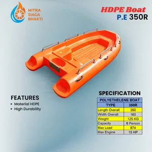 Perahu HDPE PE BOAT Rescue Evakuasi Banjir Basarnas BNPB BPBD Kapasitas 6 Orang Bergaransi