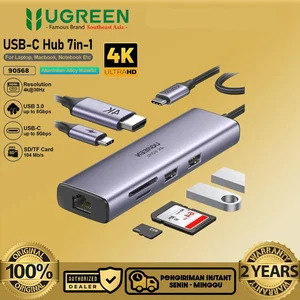 USB Cable Adapter UGREEN 7in1 USB C HUB Ethernet HDMI 100W Adapter 2 USB 3.0 PC Laptop