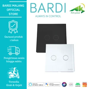 BARDI Wall Switch EU 2 Gang – White/Black