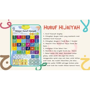 Poster Suara Bahasa Indonesia Inggris Arab Huruf Hijaiyah Mainan Edukasi Bersuara Anak TK