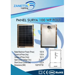 Solar Panel / Solar Cell / Tenaga Surya 100wp Polycristaline Zanetta