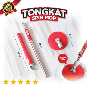 GROSIR Tongkat Handle Spin Mop Merah Kualitas Bolde Gagang Alat Pel Lantai Pel Mop Tanpa Kain